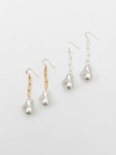 Baroque Pearl Paperclip Chain Drop Earrings