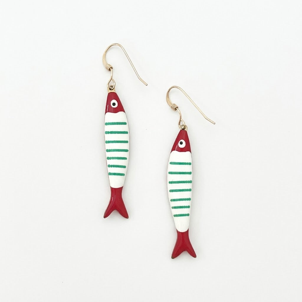 fish lure earrings Kamari this one is for you Sardine Fish Earrings - Lime