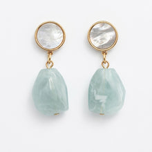mother of pearl aqua stone earrings