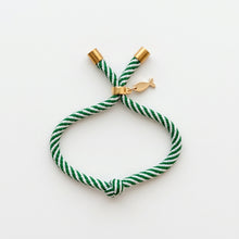 Harbor Knot Slider Bracelet- Green Stripe
