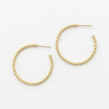 Gold hoop earrings on a white background