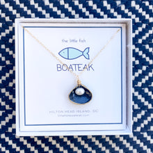 dainty clam shell necklace {navy} with pearl