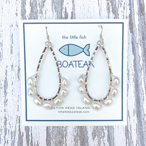 class-sea keel pearl wrapped earrings- SILVER