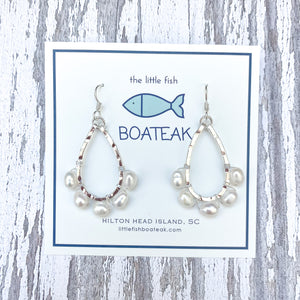class-sea mini keel pearl wrapped earrings- SILVER