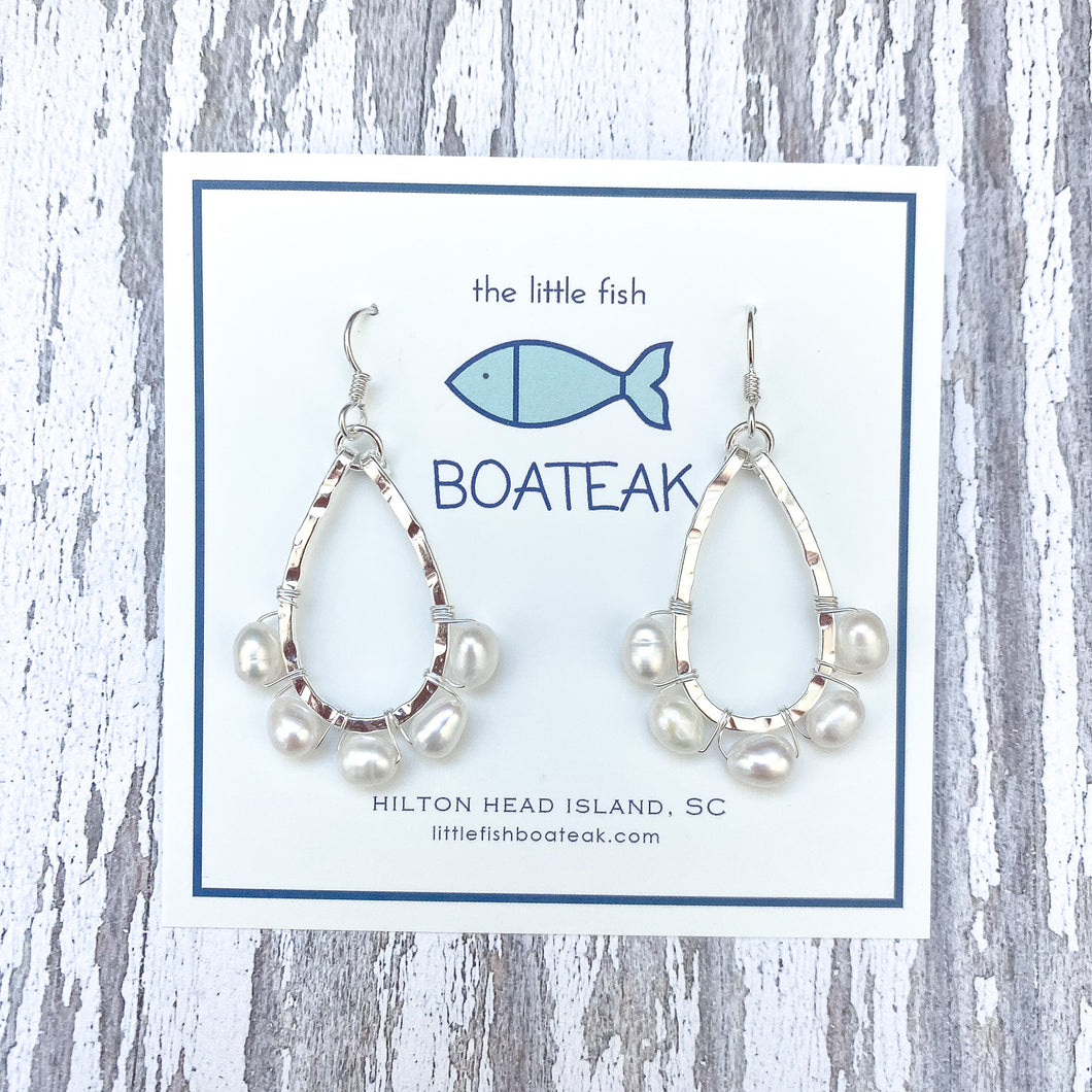 class-sea mini keel pearl wrapped earrings- SILVER