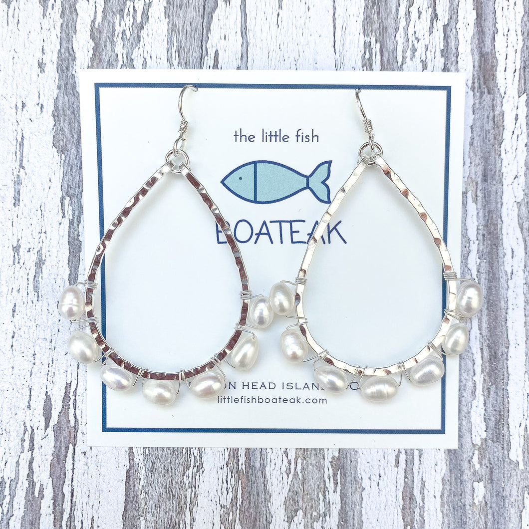 class-sea schooner pearl wrapped earrings- SILVER