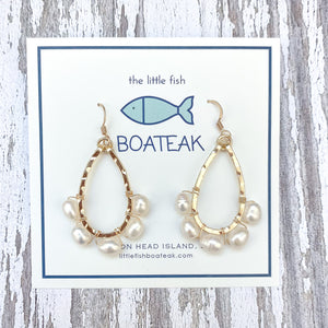 class-sea mini keel pearl wrapped earrings- GOLD
