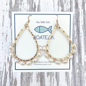 class-sea schooner pearl wrapped earrings- GOLD