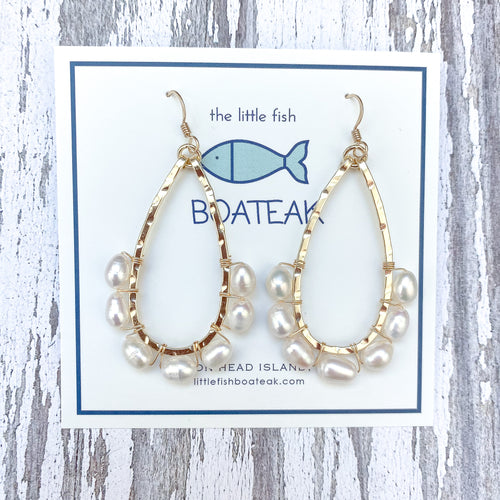 class-sea keel pearl wrapped earrings- GOLD