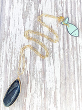 mussel shell pendant necklace {deep navy}-gold