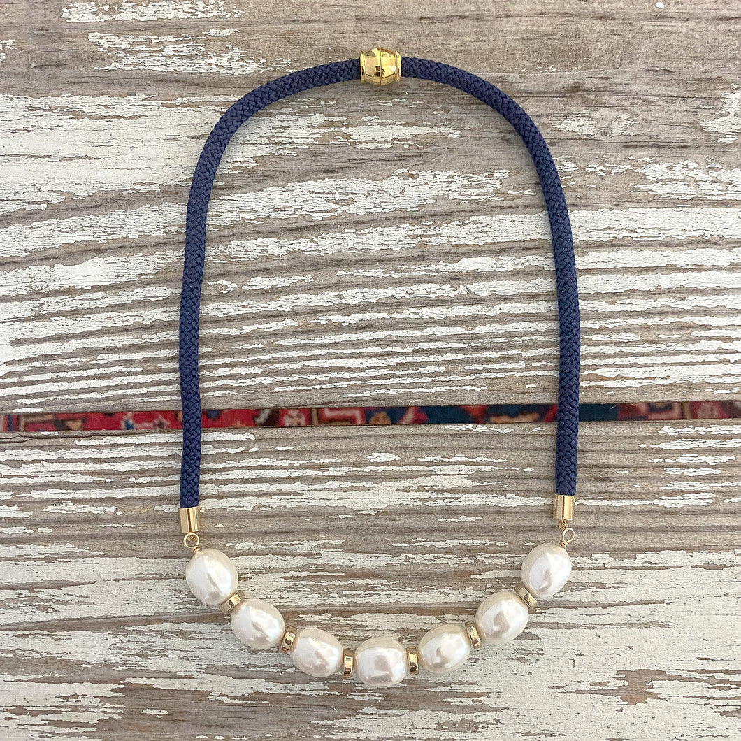 {southern large gold} dainty navy rope