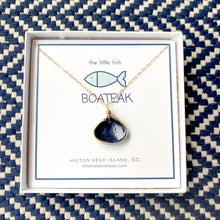 dainty clam shell necklace {navy}