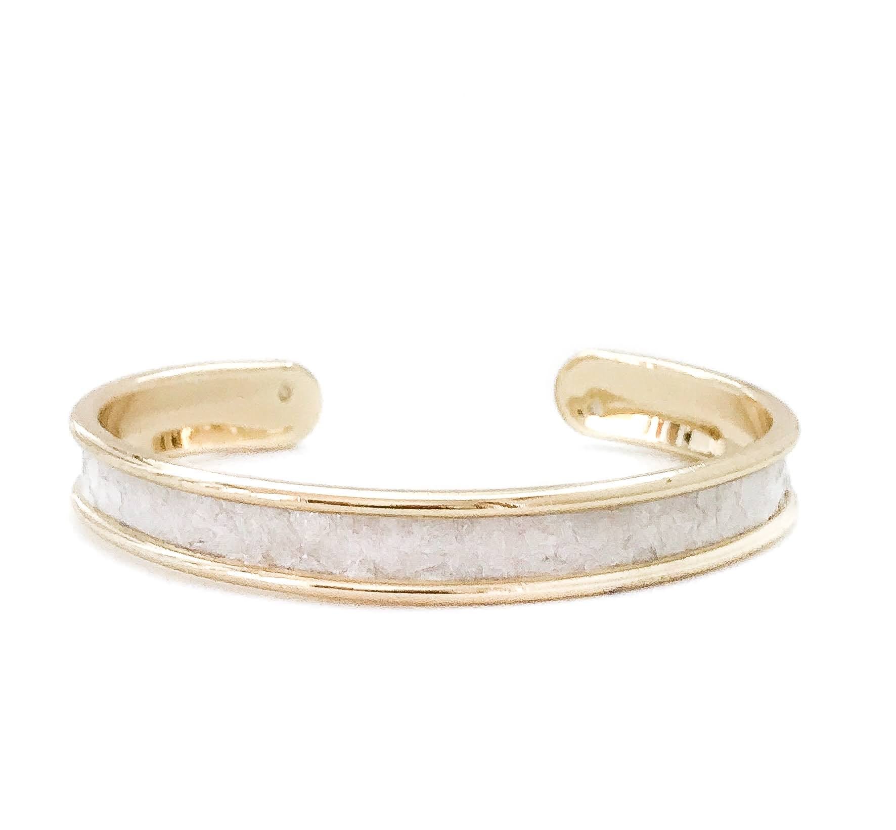 Yacht Hopper Bangle {thin} Mother of Pearl- Gold Silver