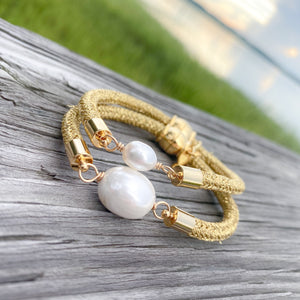 pearl girl bracelet {gold rope}