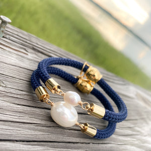 pearl girl bracelet {navy rope}